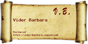 Vider Barbara névjegykártya